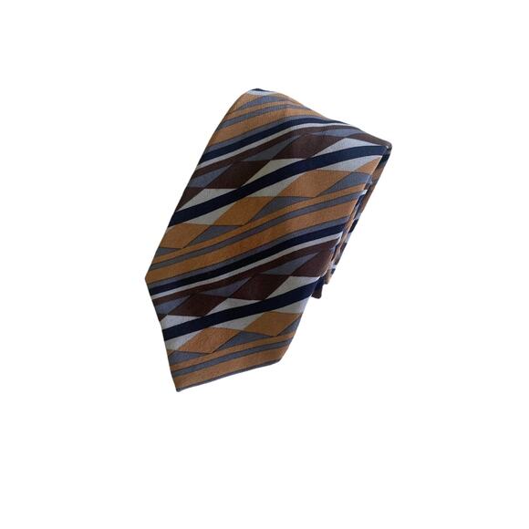 Brioni Other - Brioni Brown Striped geometric Luxury Designer Silk Tie vintage Italy